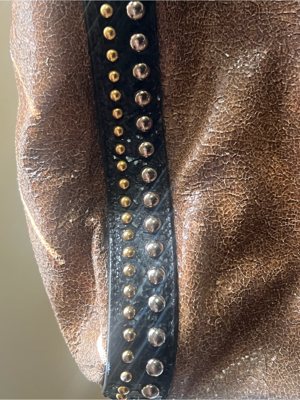 Authentic Prada Stud-Trim Brown Leather Tote Bag - Picture 4 of 15